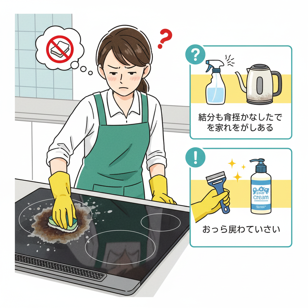 IHコンロの焦げ付きと白い跡が消えない原因と対処法
