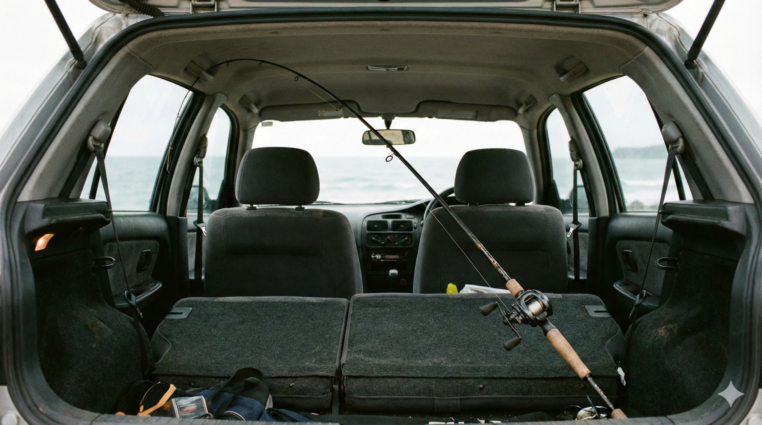 釣り竿 9フィート 車内積載 対角線