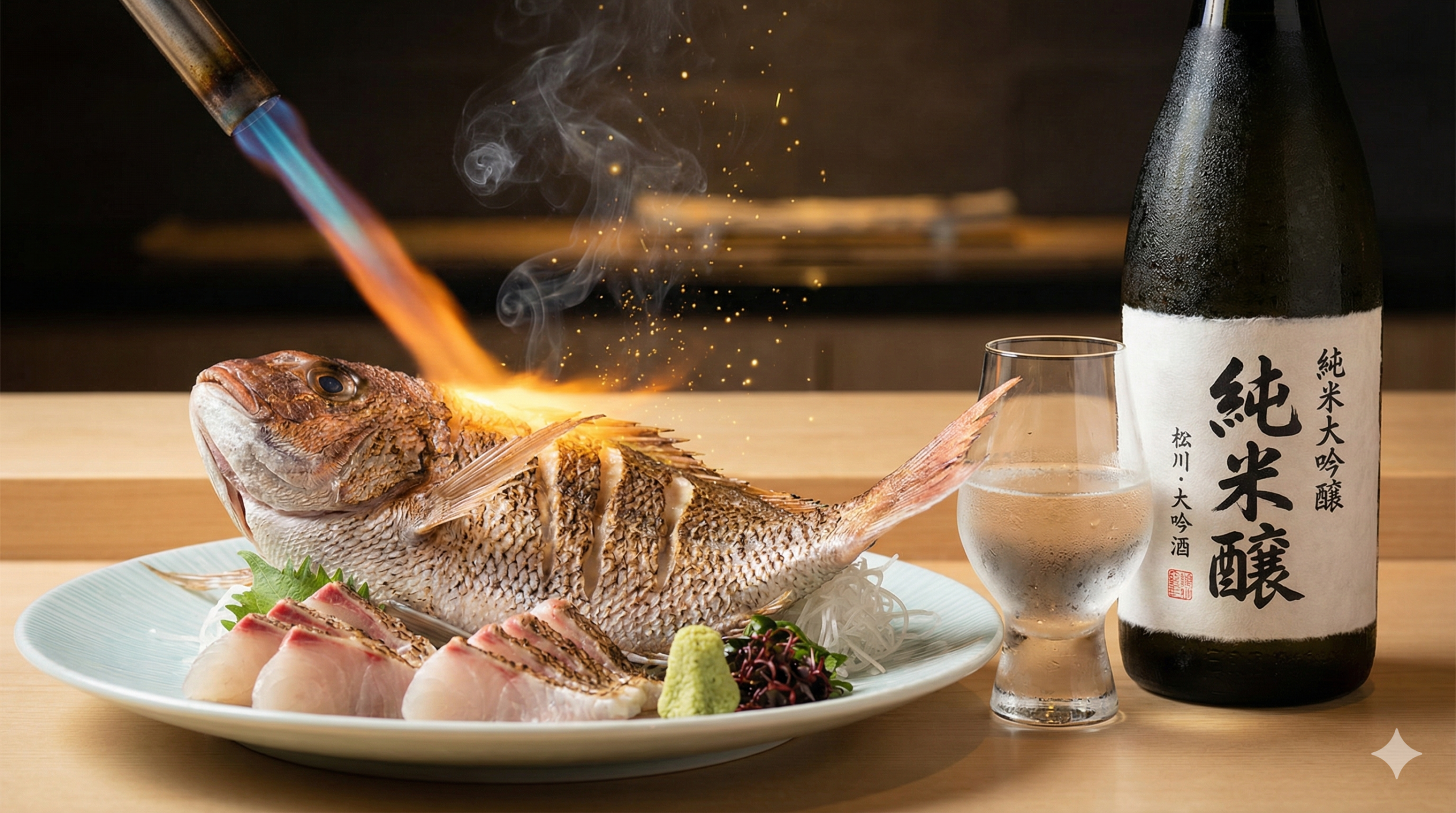 真鯛 松皮造り 日本酒