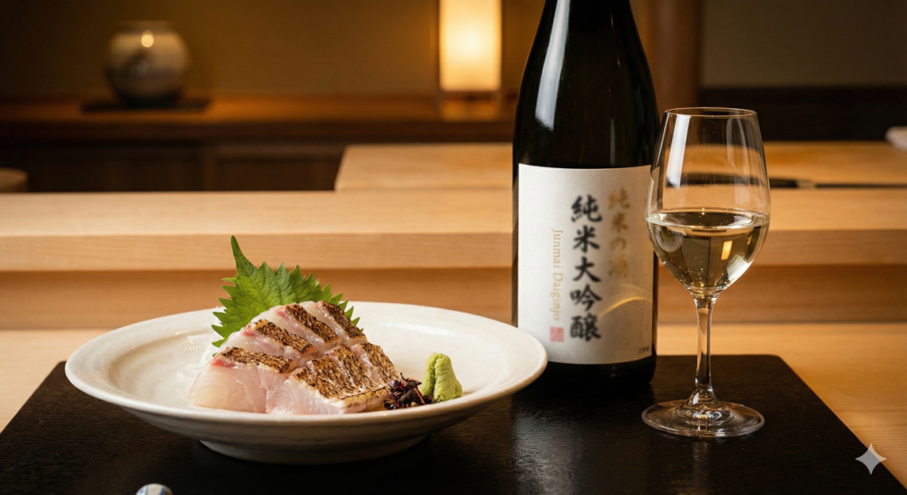 真鯛 松皮造り 日本酒